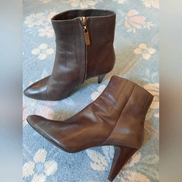 Y2K Pierre Cardin Womens Taupe/Brown Leather Ankle Boots Booties Size 38/US 7.5 - Picture 2 of 9
